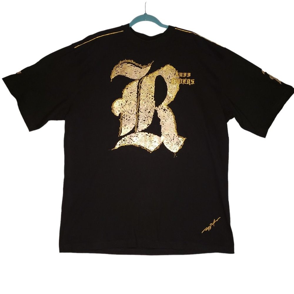 Ruff Ryders Ryde or Die Graphic Shirt DMX Rap Group Tee Black Gold Mens Size XXL